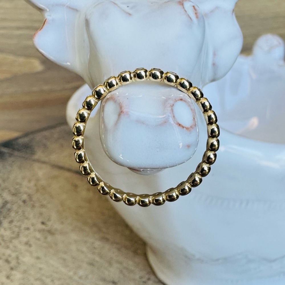 14KYG Beaded Diamond Eternity Ring Band - Picture 3 of 11